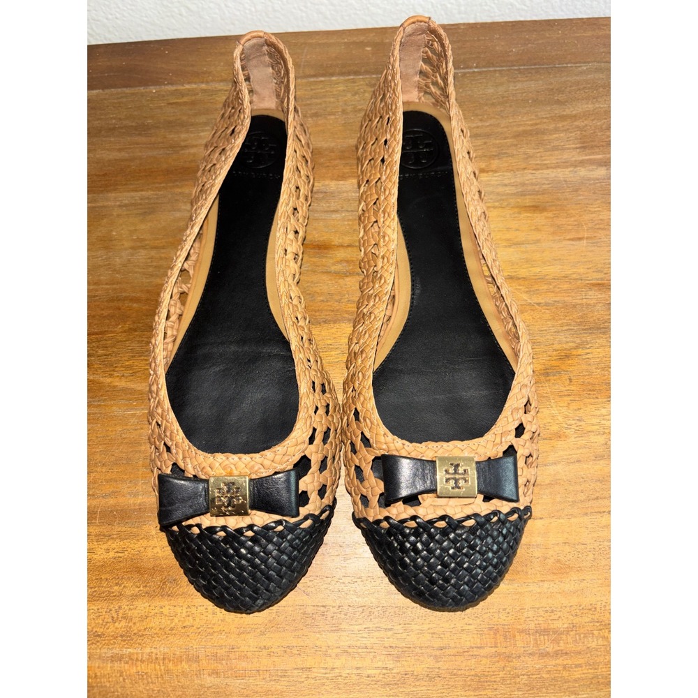 TORY BURCH 'Minnie Travel' Leopard Print Patent Leather Ballet Flats 8.5